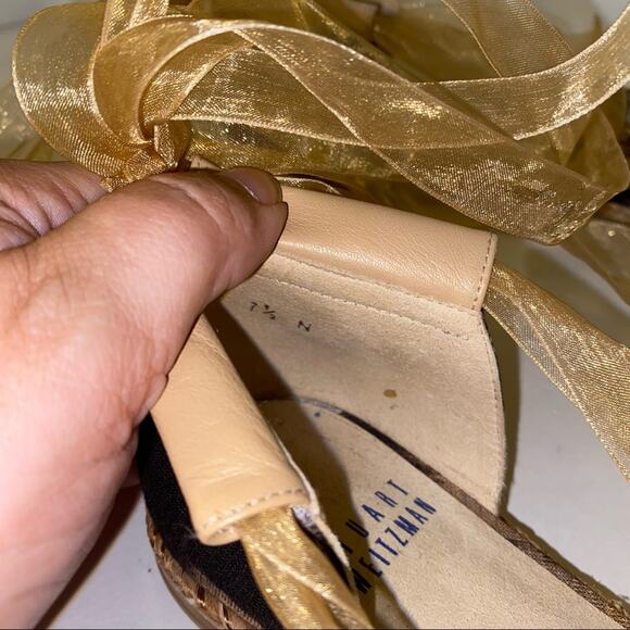 STUART WEITZMAN ribbon lace up espadrille ballet flats 7.5 - Picture 7 of 7